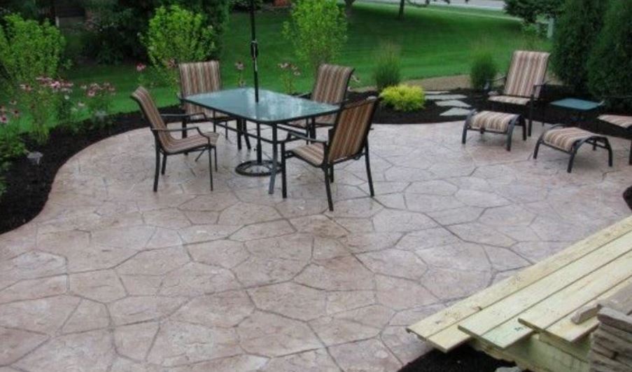 image of new stamped concrete patio in rocklin, ca
